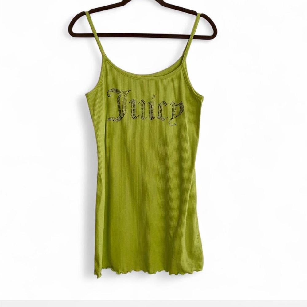 JUICY COUTURE Y2K LIME GREEN TANK TOP SLEEPWEAR DRESS RHINESTONE LOGO MEDIUM